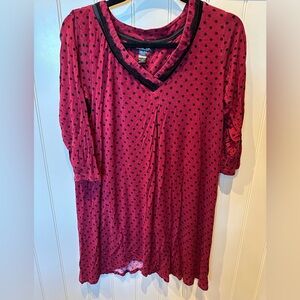 RENE ROFE Ladies Women’s Size Small Red with Black Polka Dots Pajama Top